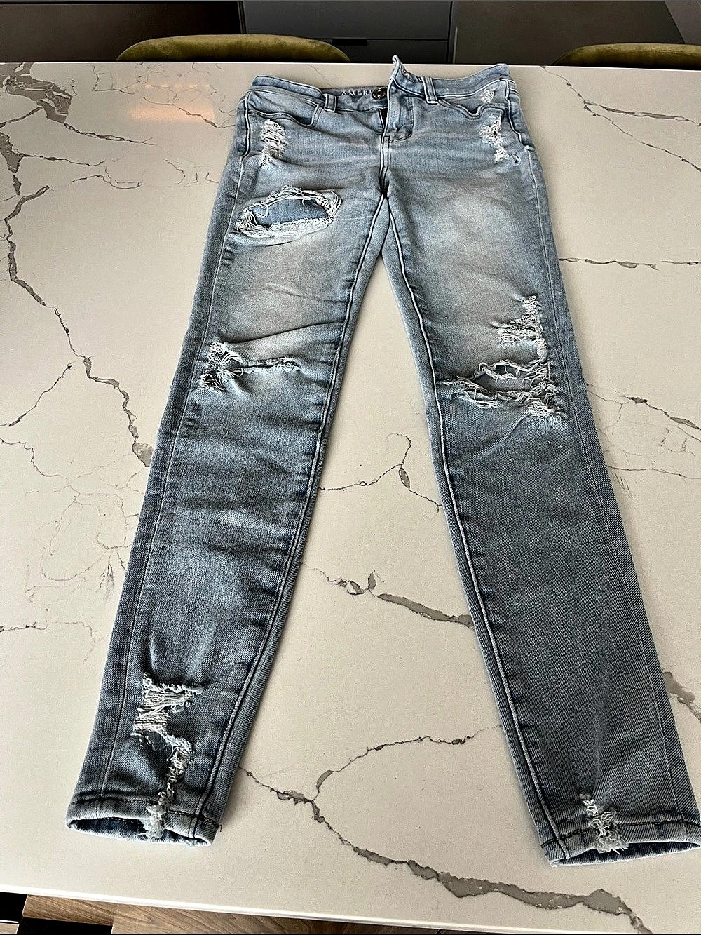 American Eagle The Dream Jean Distressed Skinny Jeans in Blue